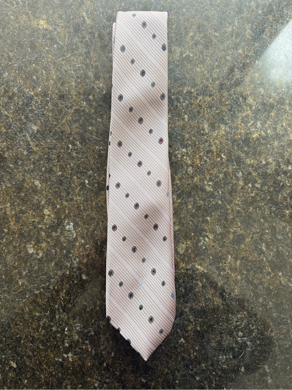 Yves Saint Laurent Light Pink Silk Tie with Subtle Dot Motif